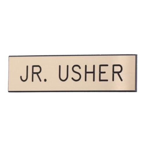 Gold Jr Usher Pins for Church | Reusable Gold Plastic Jr Usher Badge Locking Pin Back | Engraved Jr Usher Name Tag Pin Church Usher Uniform Badge 2.12 x 0.62 Inches