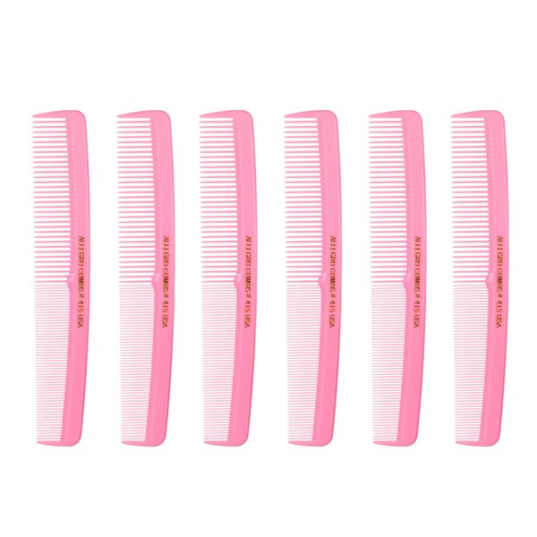 Allegro Combs #415 Combs for Women, 7 Inches Combs for Men, Parting Comb, Hair Comb, Comb for Men 6 Count (Fresh Pink)