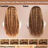 Honey Blonde Highlight 360 Curly Deep Wave Wig Human Hair 24 Inch Ombre 4/27 Colored Lace Front Wig Full 360 HD Transparent Lace Brazilian Human Hair Wigs for Women Free Part Pre Plucked 150 Density