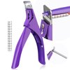 Saviland Acrylic Nail Clippers with Magnets: Purple Nail Clipper for Acrylic Nails Cutter with Sizer Magnets 15PCS Sharp Professional Fake Nails Stainless Nail Trimmer Manicure Tool Women Salon Home
