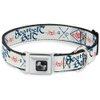 Dog Collar Seatbelt Buckle Buckle Down Authentic Seatbelt Belt White Blue Red 11 to 17 Inches 1.0 Inch Wide