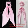Anikoocory 2pcs Pink Hair Scarf Scrunchies Silky Hair Ribbon Elastic Knotted Bow Hair Ties Soft Satin Ponytail Holder with Long Tail for Girls and Women