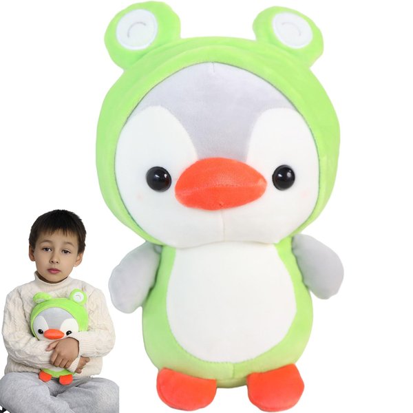 CASAGOOD Duck/Penguin Stuffed Animal in Frog Costume Adorable Plushies Wearing Green Frog Outfit Plush Toys Great for Kids and Lovers,Stuffed Penguin Animals 10 Inch