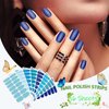 SILPECWEE 8 Sheets Blue Nail Wraps for Women Glitter Solid Color Nail Polish Stickers Stick on Nail Polish Strips Gel Nail Strips Self Adhesive Fingernail Manicure Design with Nail File