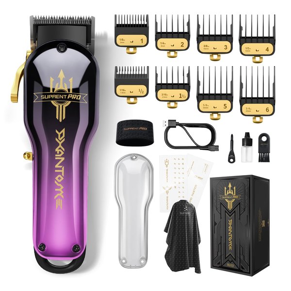 SUPRENT PRO Professional Hair Clippers for Men- Premium Barber Clippers with Brushless Motor- Rechargeable Haircutting Kit with DIY Customizable Casing- Gift for Men