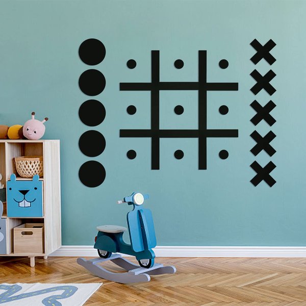 XEFINAL Wood Magnetic Tic Tac Toe Wall-Mount Game Fun Tic Tac Toe for Kids and Adults, Wood Board Travel Game Bedroom Playroom Wall Decals Modern Wall Art