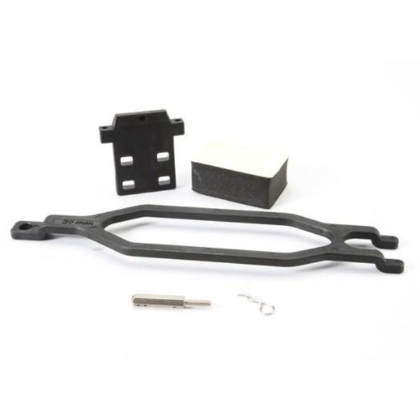 Extended battery hold down and hold down retainer
