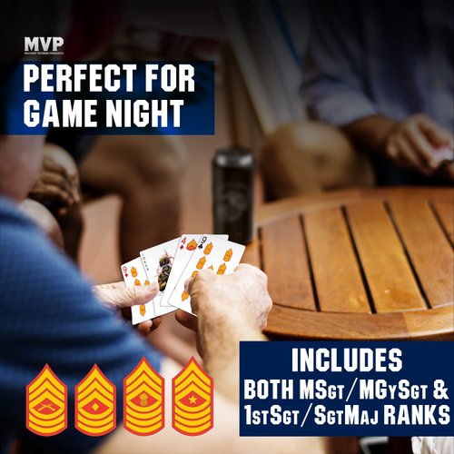 Military Gift Shop USMC Professional Quality Marine Corps Playing Cards with Marine Corps Rank Insignia - Marine Corps Gifts | Disabled USMC Vet Owned Small Business