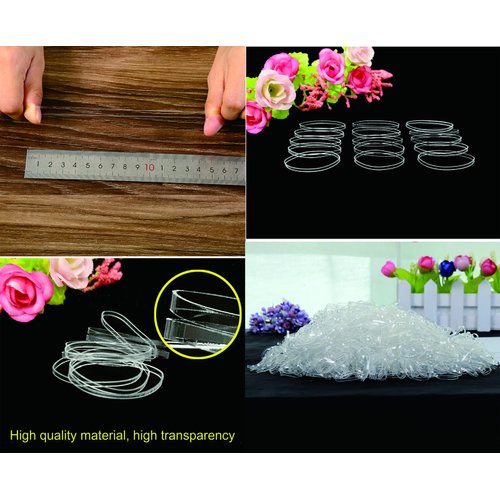 1000 PCS Hair Bands, Clear Elastic Hair Band, Mini Hair Rubbers Ties for Girls Ponytail Hair Accessories, Soft Elastic Bands Non-Slip Small Hair Ties, with 2 PCS Topsy Tail Hair Tools.