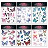 Konsait Kids Tattoos Butterfly Temporary Tattoos, Fake Tattoo Sticker for Girls Kids Women Children's Birthday Party Bag Filler Gift Birthday Girls Party Favors, 16 Sheets