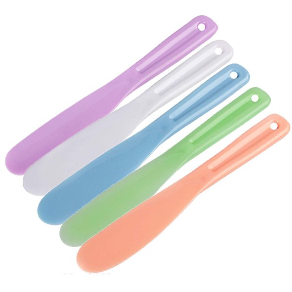 LARATH 5 Pieces Cosmetic Mask Mixing Spoon Spatulas Facial Cream Skin Care Brushes Applicator Face Beauty Scoop Stirring Stick DIY Makeup Tools for Women Girls, 5 Colors