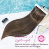 REECHO 20" Straight Long 4 PCS Set Thick Clip in on Hair Extensions Chocolate Brown with Highlights