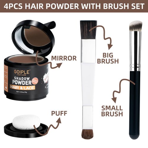 4Pcs Hairline Powder Kit Root Cover Up Hairline Filler Root Touch Up Hair Powder Hair Color Hair Powder for Women Highlight Refresher Hair line Powder with Hair Brush (10g)