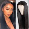 SVNRES 26 Inch Synthetic Lace Front Wigs For Women，Synthetic Artificial Black Straight Hair Glueless Long Silk Straight Natural Heat Resistant Fiber Pre Plucked Natural Wig With Baby Hair