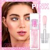 Color Changing Lip Oil,Moisturizing Magic Big Brush Color Changing Lip Gloss,Warm Change Long Lasting Nourishing Lip Glow Oil Non-sticky Primer Lip Tint（Clear to Pink）