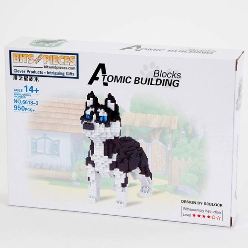 Bits and Pieces - Husky 3-D Block Puzzle - Dog Breed Building Blocks - 950 Piece Construction Model Set