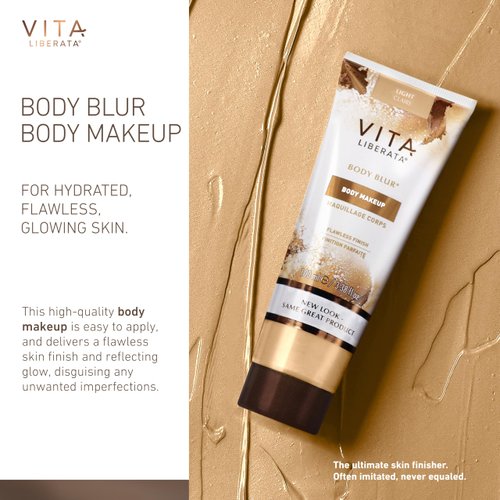 Vita Liberata Body Blur - Light, Skin Perfecting Leg & Body Makeup, Wash Off Instant Tanner, Radiant Glow & Flawless Finish, 3.38 fl oz