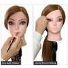 PERFEHAIR 22" Hair and Makeup Training Mannequin Head with 70% Real Hair, Cosmetology Manikin Doll Head for Girls Practice Face Make Up, Hair Styling-Light Brown