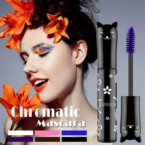 Easilydays 6 Colors Colored Waterproof Mascara for Eyelashes Set, Colorful Mascara Long Lasting Thick Mascara Rainbow Color Fiber Charming Mascara Makeup, Cosplay Brown White Black Pink Purple Blue Eye Lashes Party Stage Use (#03 Purple)