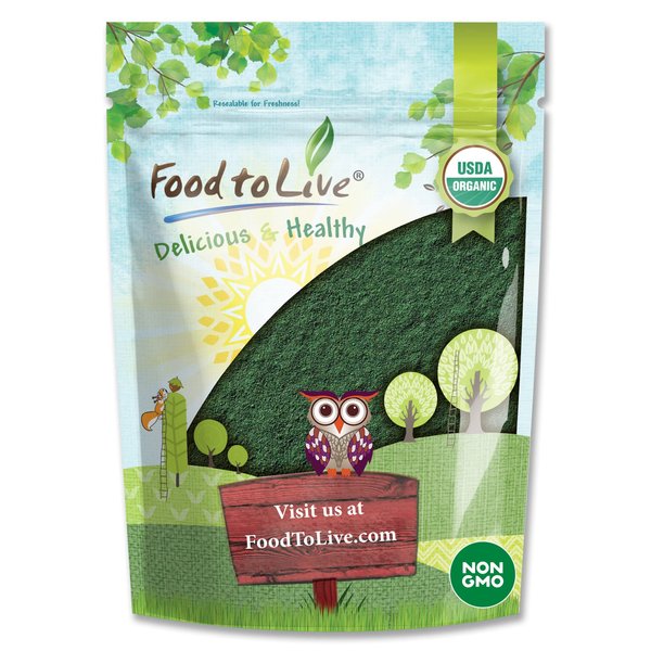 Food to Live Organic Spirulina Powder, 1 Pound – Non-GMO, Kosher, Raw Blue-Green Algae, Vegan Superfood, Bulk, Non-Irradiated, Pure Vegan Green Protein, Rich in Vitamins & Minerals, Great for Drinks