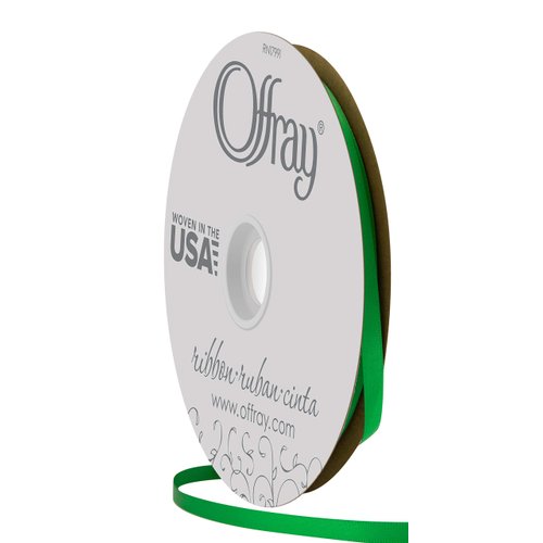 Offray 1/4" Wide Double Face Satin Ribbon, 100 Yards, Emerald Green