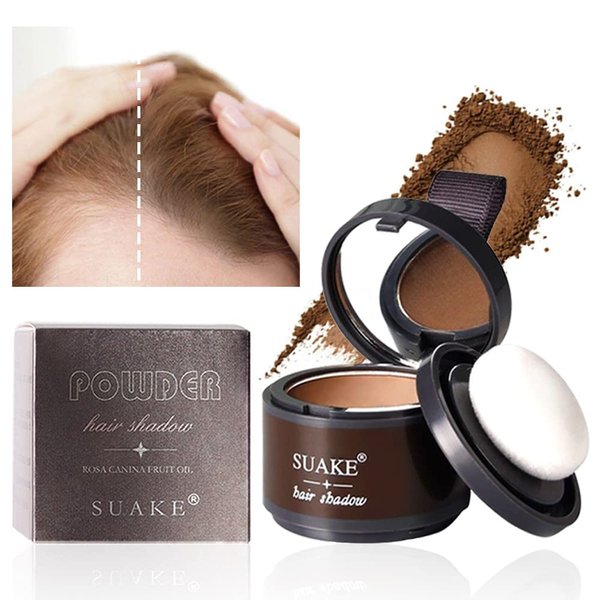 Shadow Powder for Hairline, Full Body Hair & Beard - Stain-Proof 48 Hour Formula, Root Touch-up for Thinning Hair, Bald Spots and Gray Roots, 4g (Brown 01#)