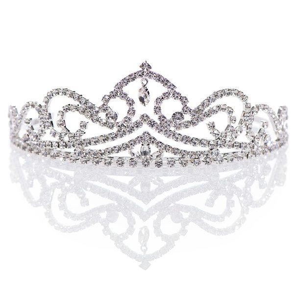 Anderson's Astrid Clear Rhinestone Silver Tiara, 2 Inches, Women, Girls, Wedding Tiara, Queen Or Princess Prom Tiara Homecoming, Pageant, Wedding, School Dance, Award, Costume, Party, Event