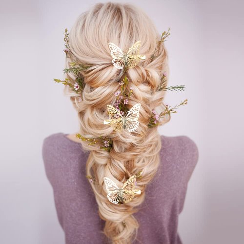 VinBee Butterfly Hair Clips, 10 Pack Cute Metal Butterfly Hair Claw Pins Barrettes Accessories for Girls and Women (Gold)