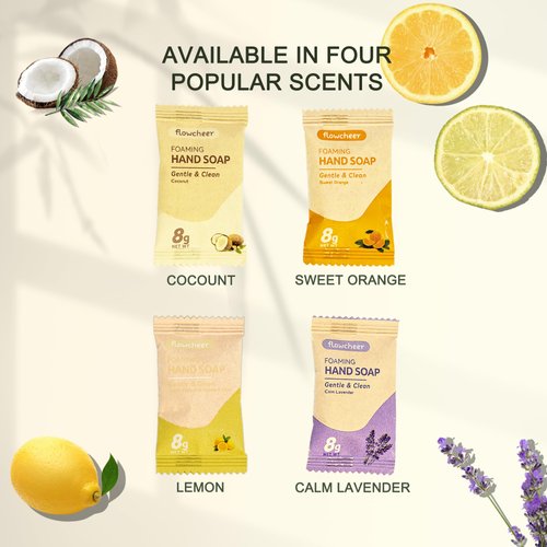 flowcheer Foaming Hand Soap Refill Tablets - Glass Foaming Soap Dispenser Combo - Frosted Real Glass Bottle 11 oz - 4 Refill Tablet Included Start Kit - Soap Pump for Bathroom Kitchen Countertop