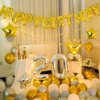 23pcs Birthday Balloons Banner, 3D Gold Premium Mylar Foil Ecofriendly Letter Happy Birthday Banner with 5pcs Star Balloons Kits for Kids Girls Boys Men Adults Birthday Party Decorations Supplies