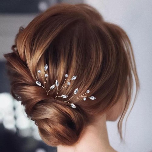 Allereyae Crystal Pearl Wedding Hairpins Barrette CZ Rhinestone Hair Pins Barrette Gold Pearl Hairpins Faux Pearl Bridal Headpieces Decorative Bobby Pins Headwear Bridal Hair Accessories for Women and