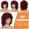 PHOENIXFLY Red Curly Wigs for Black Women Short Loose Burgundy Curly Wigs for Women Curly Synthetic Hair Wigs Heat Resistant Hair Replacement Wigs with Wig Caps(Burgundy,Red)