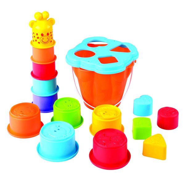 PLAY Giraffe Activity Center Stacking Cups Baby Toys Educational Toddler Toys Top Blocks Game Kit BPA Free Toys for 1 2 3 4-5 Year Old Girls Boys