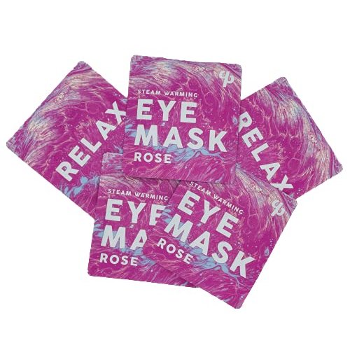 QualProd ROSE SCENTED AROMATHERAPY SELF WARMING HEATED EYE MASKS FOR MIGRAINES, STRESS RELIEF, DARK CIRCLES, STRESS TENSION, INFLAMMATION FROM ALLERGIES. [5 PACK]