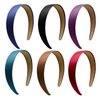 1.2 Inch Satin Headbands 6 Pcs Multi Color Ladies and Girls Hard Hair Bands, 6 Colors.