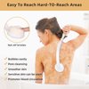 Fanwer 3 in 1 Lotion Applicator for Back & Back Bath Brush for Shower for Men and Women, 18.9in Back Scrubber for Shower,Shower Body Brush, Sunscreen Applicator with Curved Long Handle for Elderly