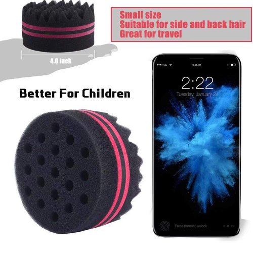 WORGATE Small Hole Hair Sponge Brush for Twists Dreads Natural Hair Afro Curl Barber 2 PCS