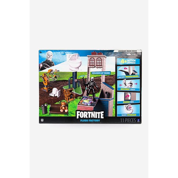 Fortnite Bear,Teddy FNT0990 Micro Legendary Series POI Flush Factory-Includes Playset, Accessories & 2.5-Inch Skull Trooper Figure, Multi