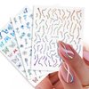 8 Sheets Butterfly Nail Art Stickers 3D Self Adhesive Nail Art Design Heart Laser Nail Sticker Holographic Glitter Butterfly Flame Laser Silver Flowers Nail Decals for Women Girls DIY Manicure Tips