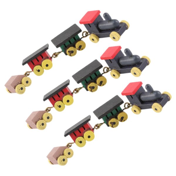 TOYANDONA 3pcs Doll House Train Christmas Table Centerpieces Wooden Christmas Train Toy Simulation Steam Train Miniature Train Statues Decor Mini Wooden Train Dining Table Sculpture Child
