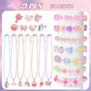 Faburo 21pcs Kids Jewelry for Girls -7 Necklaces, 7 Rings, 7 Bracelets, Little Girls Jewelry Kids Mermaid Necklace Rings for girls, Toddler Jewelry Necklace Birthday Christmas Gift Age 3 4 6 8