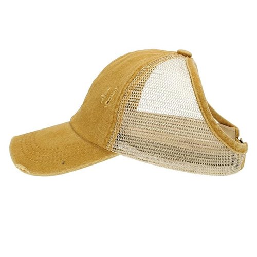 AICILY 2 Pack Backless Ponytail Hat for Women Natural Curly Hair Hat Baseball Cap Women Drawstring Puff Ponytail Hat (Yellow＋White)