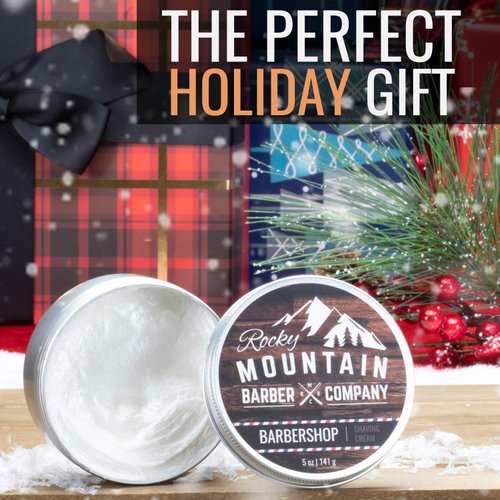 Shaving Cream for Men - Barbershop Scent - Thick Lather for Traditional and Cartridge Shaving by Rocky Mountain Barber Company - 5oz Tin