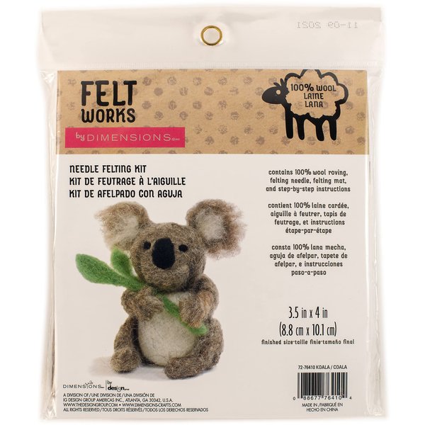 Dimensions Koala Needle Felting Starter Kit, 3.5" x 4", 4 Piece