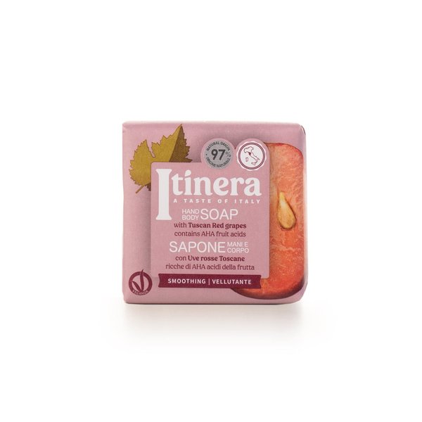 Itinera Smoothing Hand Body Soap with Tuscan Red Grapes (Net Wt. 3.52 Ounces) - with Vegetable Glycerine - Vegan Friendly - 97% Natural Origin Ingredients