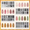 AnyDesign 4 Sheet Fall Plaid Nail Art Stamping Plates Kit Rectangle Fashion DIY Plaid Nail Plates Image Various Plaid Argyle Pattern Nail Art Plates for Nail Art DIY Print Manicure Salon Design