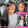 Mengkai 13X6 Straight Lace Front Wigs Human Hair Pre Plucked with Baby Hair 13x6 HD Transparent Lace Frontal Wigs Human Hair 180% Density Straight Human Hair Wigs for Black Women 30 Inch Glueless Wigs
