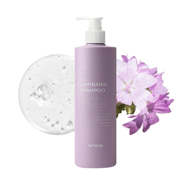 laferme Laminaria Thickening Shampoo with Organic ingredient, Moisturize Scalp for dandruff, Strengthening & Hydrating hair, Sulfate & Paraben free, For Women & Men (16.9 FL. OZ., White Musk)