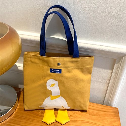 Kovewon 2PCS Small Canvas Tote Bag for Women Cute Mini Duck Book Tote Bag Preppy Reusable Bags for Grocery, Essentials, Water Bottle, Keys, Book, Bible