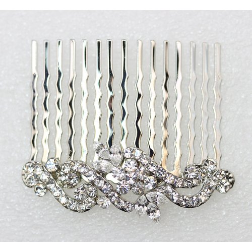 Faship Gorgeous Clear Rhinestone Crystal Small Floral Hair Comb